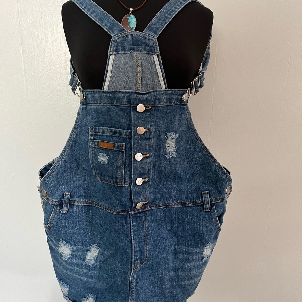 Ava dark blue, jean short overalls size XXL brand new with tags